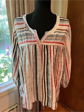 Knox Rose Multicolor Striped V-Neck Tunic